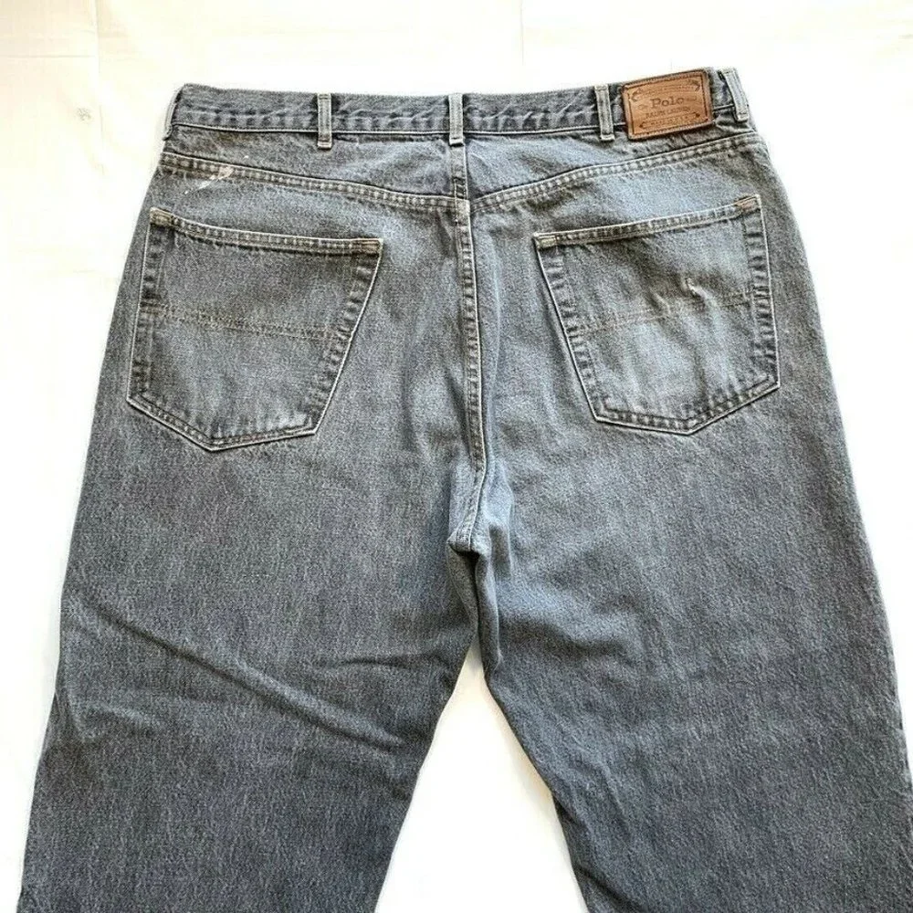 Vintage Polo Ralph Lauren Jeans Mens 38x30 (38x28) USA Made‎ Loose Black Denim